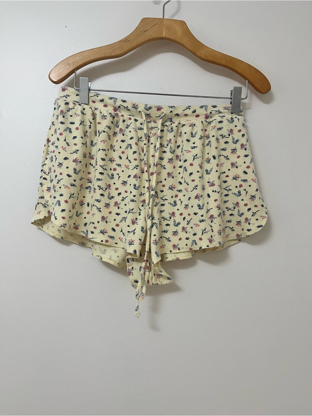 La Vie En Rose Yellow Floral Drawstring Sleep Shorts